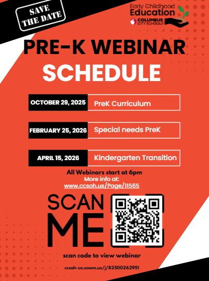 Pre-K Webinar Schedule